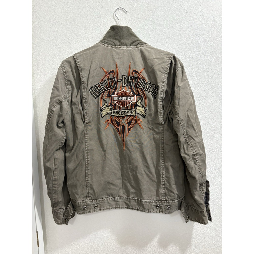 Harley Davidson Mud Dog Reversible Green Army Camo Men's‎ Jacket S Embroidered